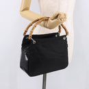 GUCCI Bamboo Tote Bag Canvas Black Silver 000 1014 0575 Auth 187875A-22