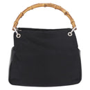 GUCCI Bamboo Tote Bag Canvas Black Silver 000 1014 0575 Auth 187875A-2