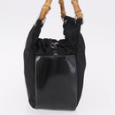 GUCCI Bamboo Tote Bag Canvas Black Silver 000 1014 0575 Auth 187875A-4