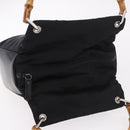 GUCCI Bamboo Tote Bag Canvas Black Silver 000 1014 0575 Auth 187875A-6