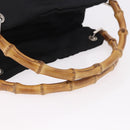 GUCCI Bamboo Tote Bag Canvas Black Silver 000 1014 0575 Auth 187875A-7