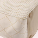 CHANEL No. 5 Wild Stitch Chain Tote Bag Canvas Ivory Silver CC Auth 187876A-16