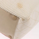CHANEL No. 5 Wild Stitch Chain Tote Bag Canvas Ivory Silver CC Auth 187876A-17