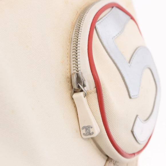 CHANEL No. 5 Wild Stitch Chain Tote Bag Canvas Ivory Silver CC Auth 187876A