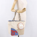 CHANEL No. 5 Wild Stitch Chain Tote Bag Canvas Ivory Silver CC Auth 187876A-23