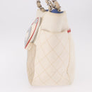 CHANEL No. 5 Wild Stitch Chain Tote Bag Canvas Ivory Silver CC Auth 187876A-4