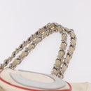 CHANEL No. 5 Wild Stitch Chain Tote Bag Canvas Ivory Silver CC Auth 187876A-14