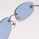 CHANEL Sunglasses metal Blue CC Auth 187883V-15