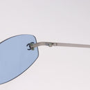 CHANEL Sunglasses metal Blue CC Auth 187883V-7