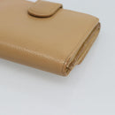 CHANEL Bifold Wallet Caviar Skin Beige Gold CC Auth 187885-16