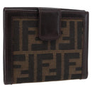 FENDI Zucca Canvas Bifold Wallet Black Brown Auth 187886V-1