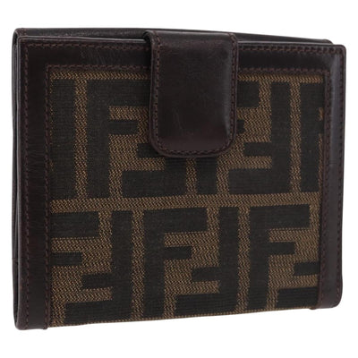 FENDI Zucca Canvas Bifold Wallet Black Brown Auth 187886V