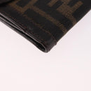 FENDI Zucca Canvas Bifold Wallet Black Brown Auth 187886V-15