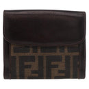 FENDI Zucca Canvas Bifold Wallet Black Brown Auth 187886V-2
