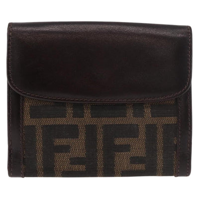 FENDI Zucca Canvas Bifold Wallet Black Brown Auth 187886V - 0