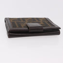 FENDI Zucca Canvas Bifold Wallet Black Brown Auth 187886V-5