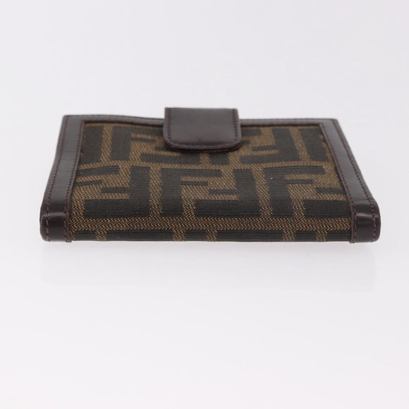 FENDI Zucca Canvas Bifold Wallet Black Brown Auth 187886V