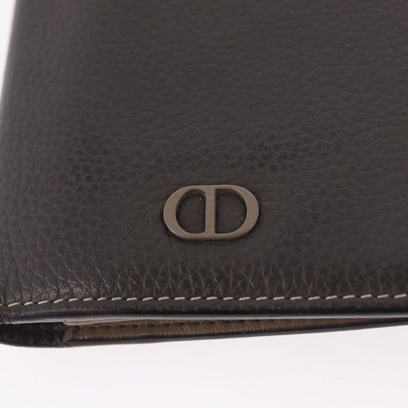 Christian Dior Long Wallet Leather Brown Silver Auth 187887