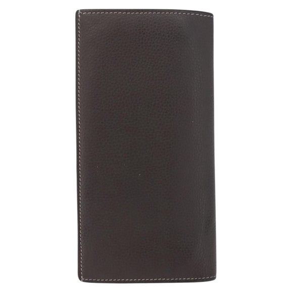 Christian Dior Long Wallet Leather Brown Silver Auth 187887