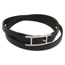 HERMES Appi 3 Bracelet Leather Black Auth 187888-1