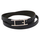 HERMES Appi 3 Bracelet Leather Black Auth 187888-2