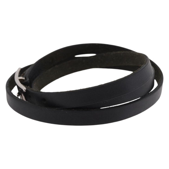 HERMES Appi 3 Bracelet Leather Black Auth 187888