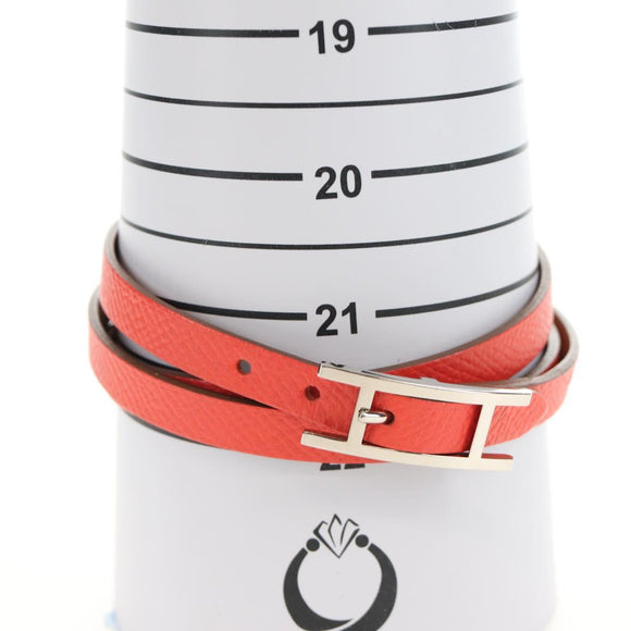 HERMES Appi 3 Bracelet Leather Orange Auth 187889M