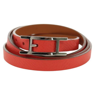 HERMES Appi 3 Bracelet Leather Orange Auth 187889M - 0