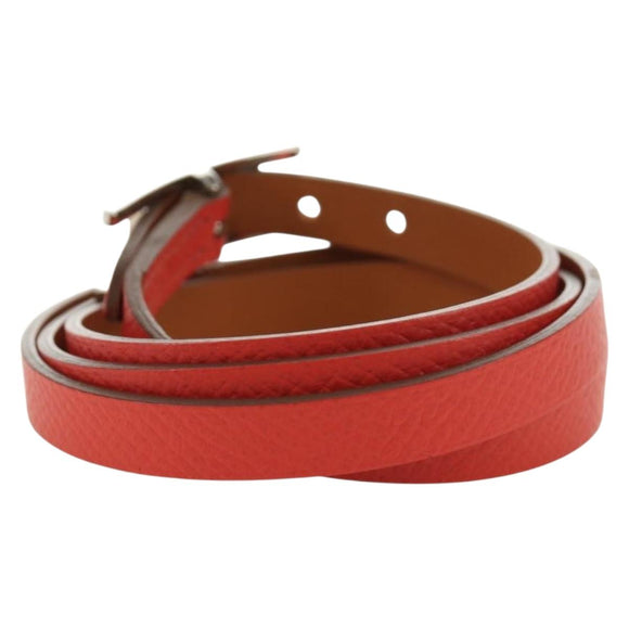 HERMES Appi 3 Bracelet Leather Orange Auth 187889M
