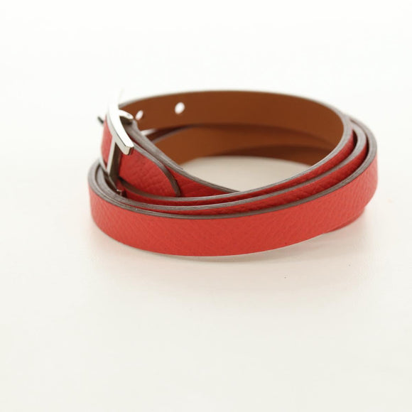 HERMES Appi 3 Bracelet Leather Orange Auth 187889M