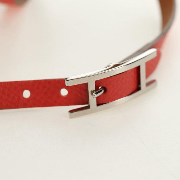 HERMES Appi 3 Bracelet Leather Orange Auth 187889M