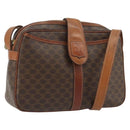 CELINE Macadam Canvas Shoulder Bag PVC Leather Brown Gold Auth 187894-1