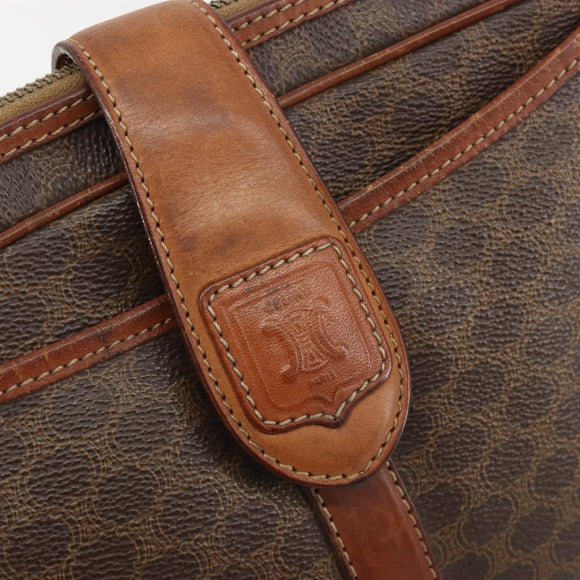 CELINE Macadam Canvas Shoulder Bag PVC Leather Brown Gold Auth 187894