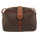 CELINE Macadam Canvas Shoulder Bag PVC Leather Brown Gold Auth 187894-13