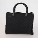 GUCCI GG Canvas Bamboo Hand Bag 3 Set Black Beige Auth 187895-10