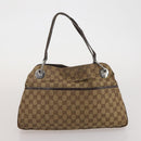 GUCCI GG Canvas Bamboo Hand Bag 3 Set Black Beige Auth 187895-17