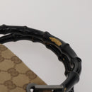 GUCCI GG Canvas Bamboo Hand Bag 3 Set Black Beige Auth 187895-6