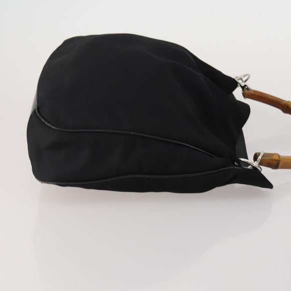 GUCCI Bamboo Shoulder Bag Nylon 2 Set Black Auth 187896