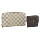 LOUIS VUITTON Monogram Damier Azur Wallet 2 Set LV Auth 187897-1