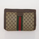 GUCCI GG Supreme Web Sherry Line Bag PVC Suede 3 Set Beige Brown Auth 187898-10