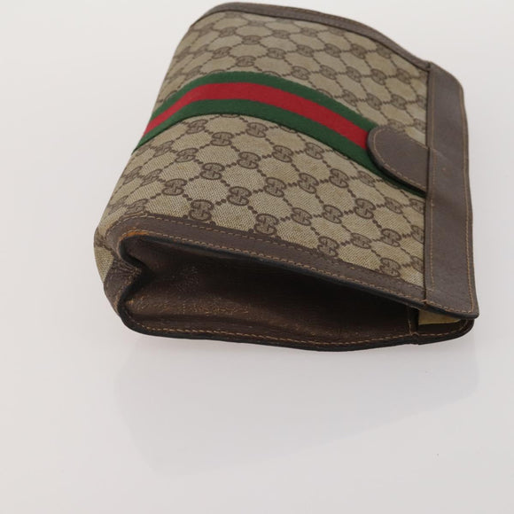 GUCCI GG Supreme Web Sherry Line Bag PVC Suede 3 Set Beige Brown Auth 187898