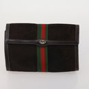GUCCI GG Supreme Web Sherry Line Bag PVC Suede 3 Set Beige Brown Auth 187898-16