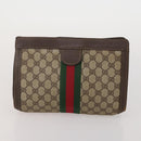 GUCCI GG Supreme Web Sherry Line Bag PVC Suede 3 Set Beige Brown Auth 187898-9