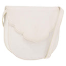 SAINT LAURENT Leather Shoulder Bag White Gold Auth 187920A-1
