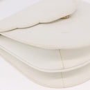 SAINT LAURENT Leather Shoulder Bag White Gold Auth 187920A-10