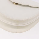 SAINT LAURENT Leather Shoulder Bag White Gold Auth 187920A-11