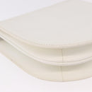 SAINT LAURENT Leather Shoulder Bag White Gold Auth 187920A-12