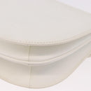 SAINT LAURENT Leather Shoulder Bag White Gold Auth 187920A-13