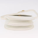 SAINT LAURENT Leather Shoulder Bag White Gold Auth 187920A-9