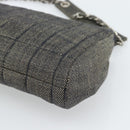 CHANEL Choco Bar Shoulder Bag Canvas Gray Silver CC Auth 187921V-12